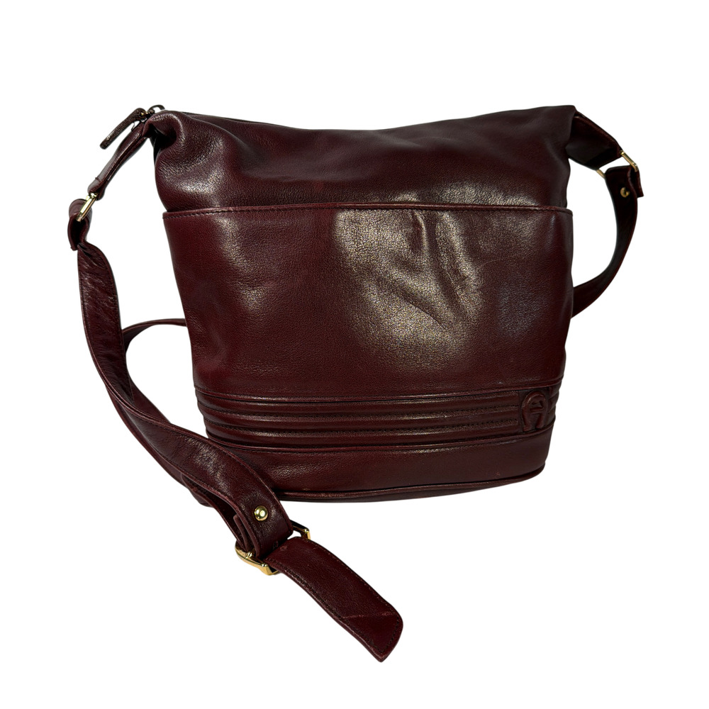 Etienne Aigner Genuine Leather Burgundy Hobo Shoulder Bag - Picture 1 of 11